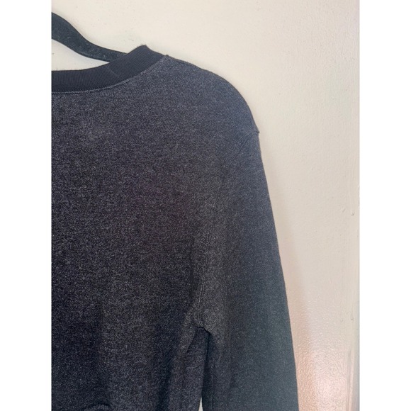 Monrow Tie Back LS Sweater Womens Sz S Charcoal Gray Pullover Quiet Luxury - Picture 8 of 8